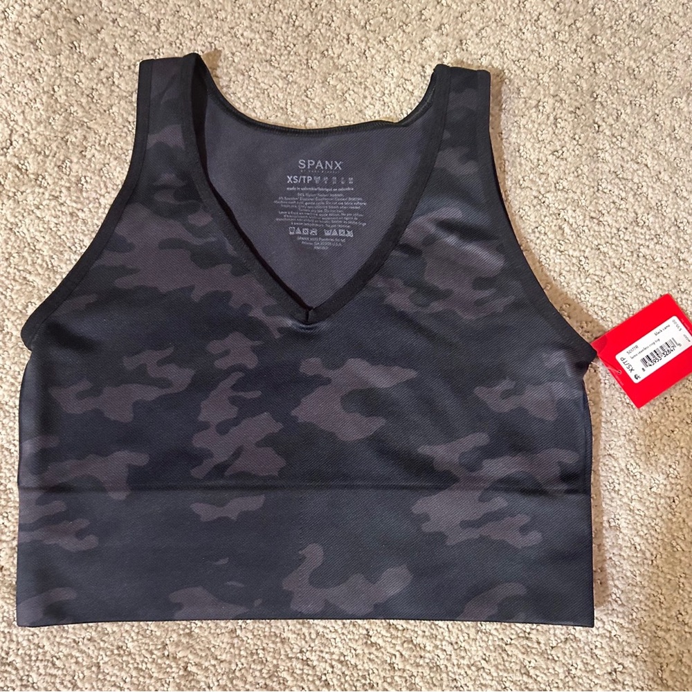 Spanx Seamless Crop Top with Camo print.